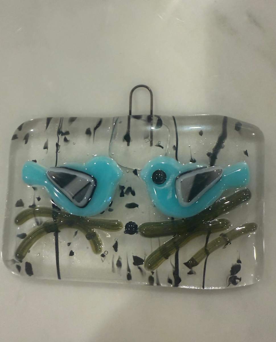 Two Little Blue Birds Ornament #2 by Candice Treat Murphy, Image 2.