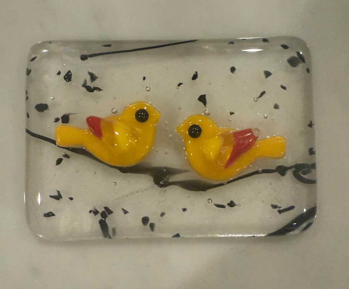 Two Little Yellow Birds Ornament #2 by Candice Treat Murphy, Image 1.