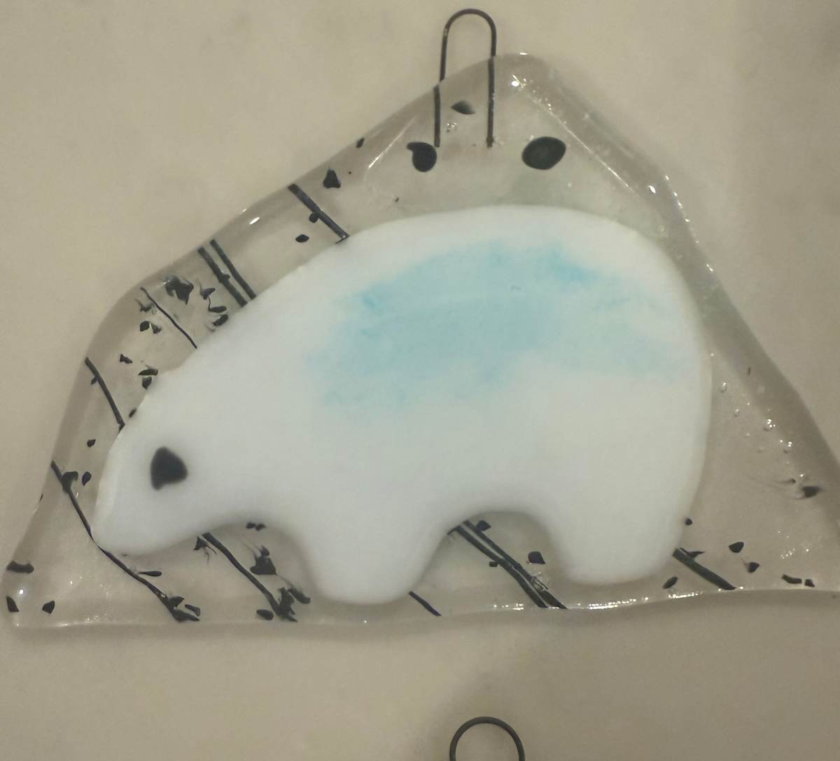 Polar Bear Ornament on Black Streaky  #2 by Candice Treat Murphy, Image 4.