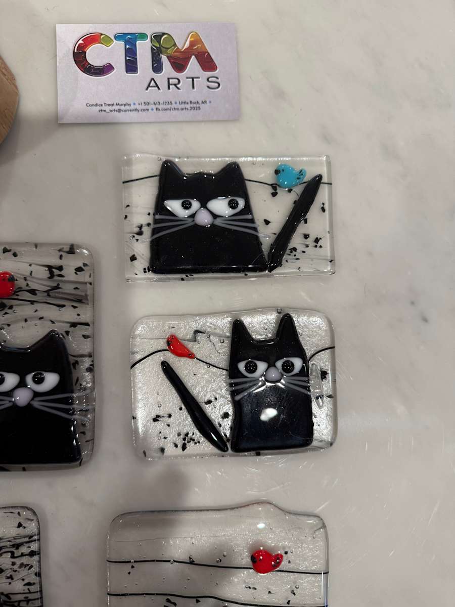 Peeky Black Cat with Bird I by Candice Treat Murphy, Image 1.