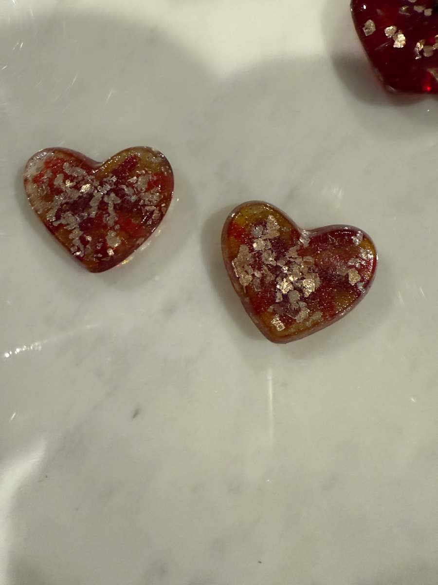 1.5” Tiny Pocket Heart Sunburst, Red Striker, and Gold Leaf #12 by Candice Treat Murphy, Image 4.