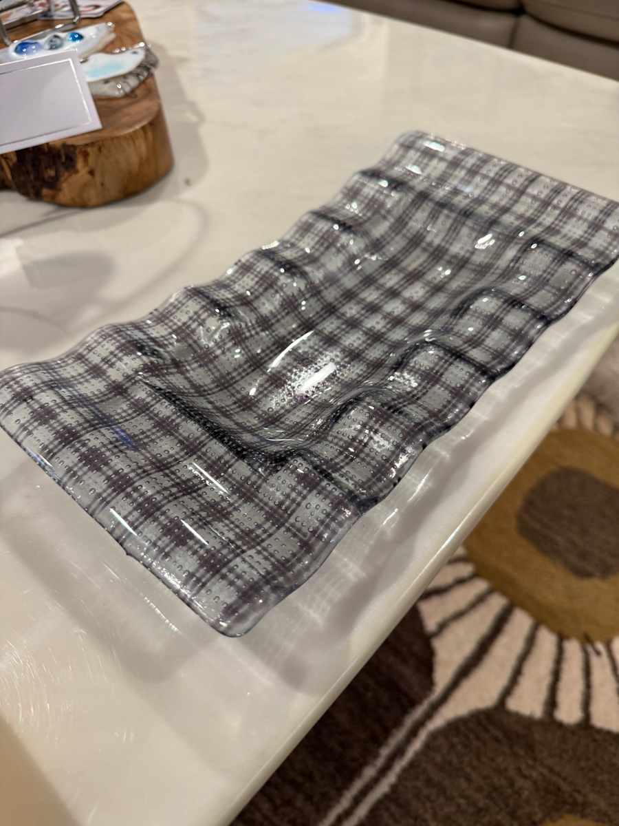 Turquoise String Trapped Bubbles 9” x 5” Tray by Candice Treat Murphy, Image 3.