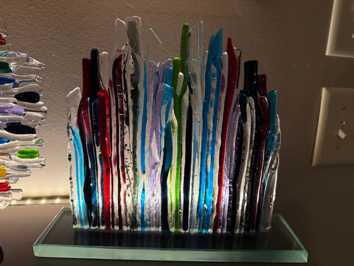 Rainbow On Edge Strip Sculpture III on Custom Stand by Candice Treat Murphy, Image 3.