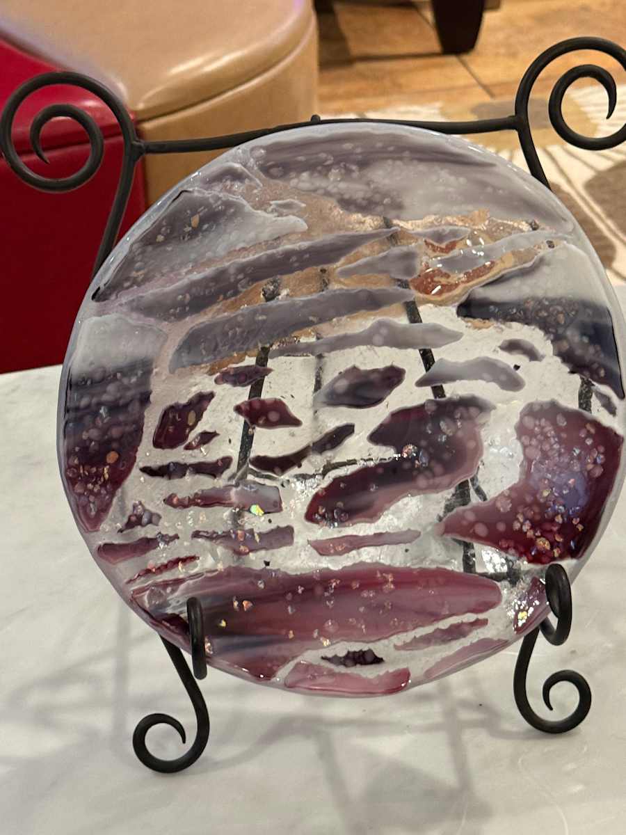 Purple and White Dichroic Clouds Bowl by Candice Treat Murphy, Image 2.