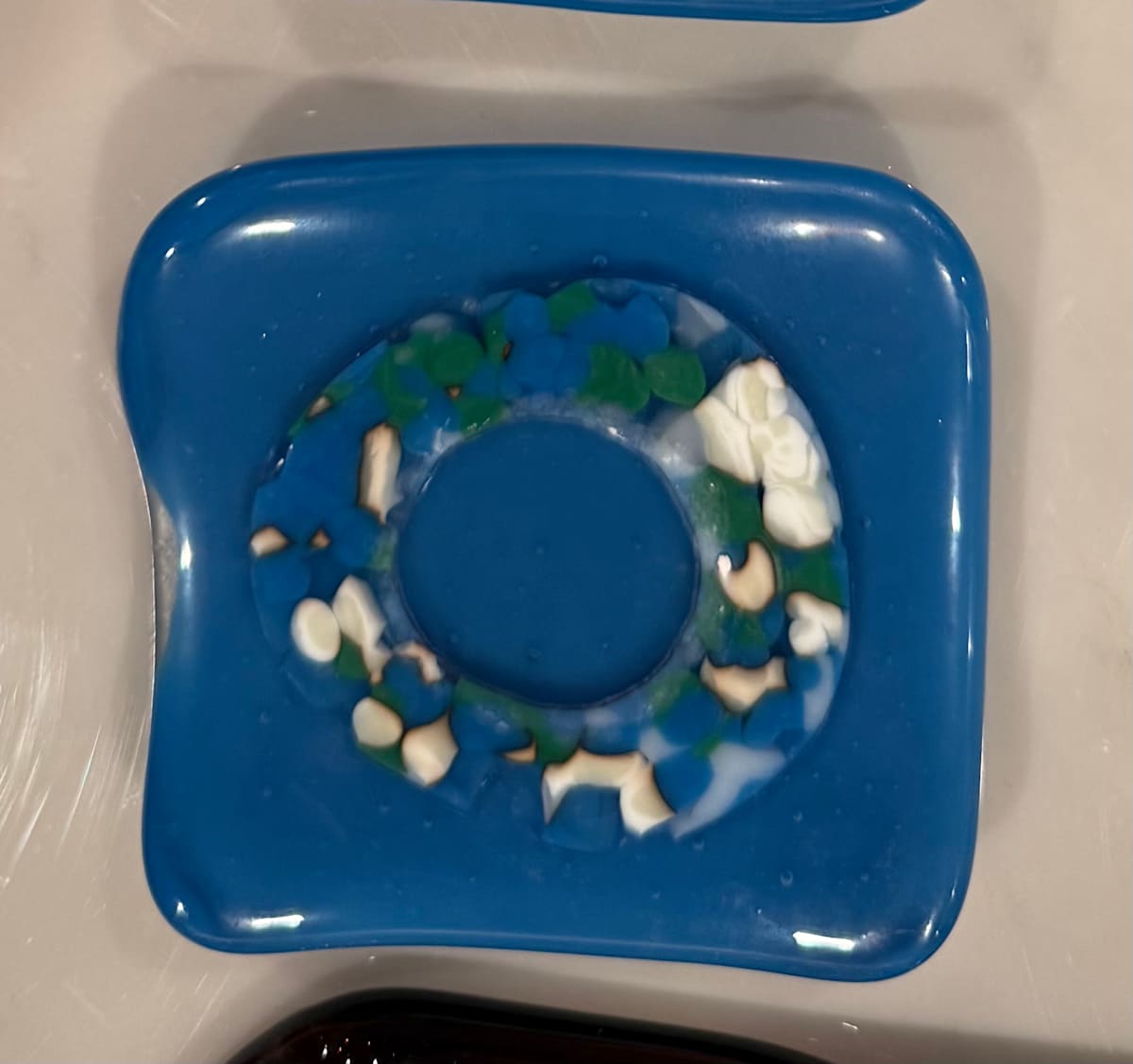 3” Egyptian Blue with Vanilla and Jade Loop Small Sushi Dish #3 by Candice Treat Murphy, Image 3.