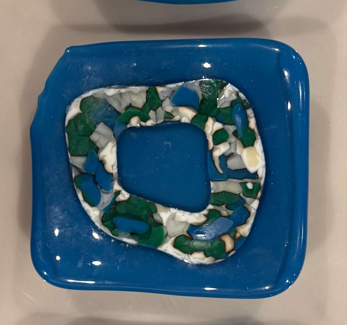3” Egyptian Blue with Vanilla and Jade Loop Small Sushi Dish #2 by Candice Treat Murphy, Image 3.