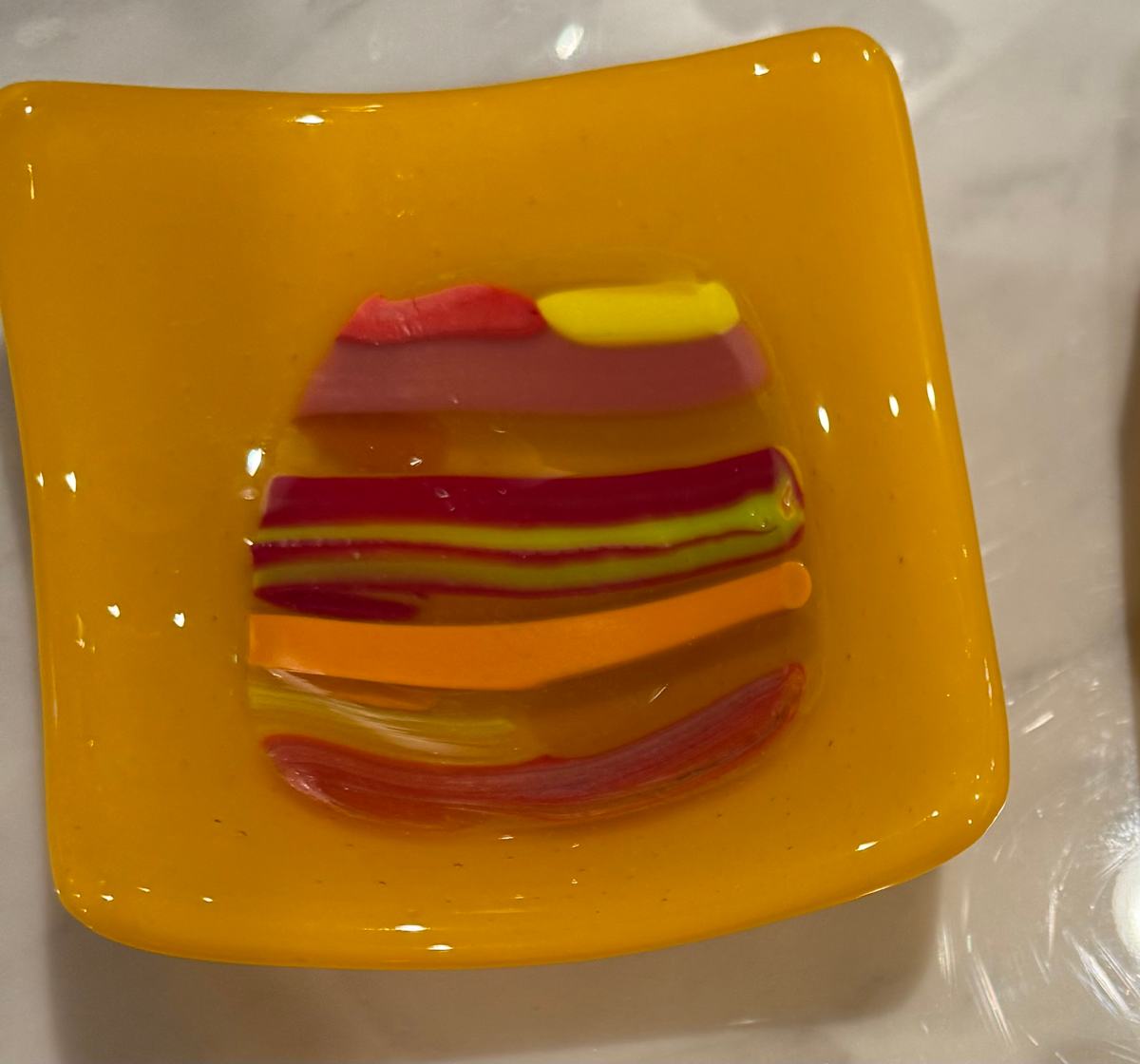 4” Marigold Sushi Dish with 1 Stone by Candice Treat Murphy, Image 3.