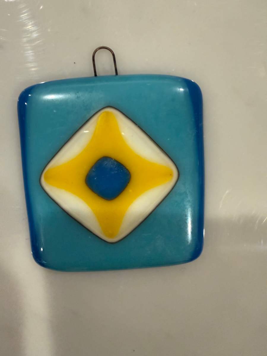 Turquoise, Marigold, Egyptian Blue, and White Ornament #2 by Candice Treat Murphy, Image 2.