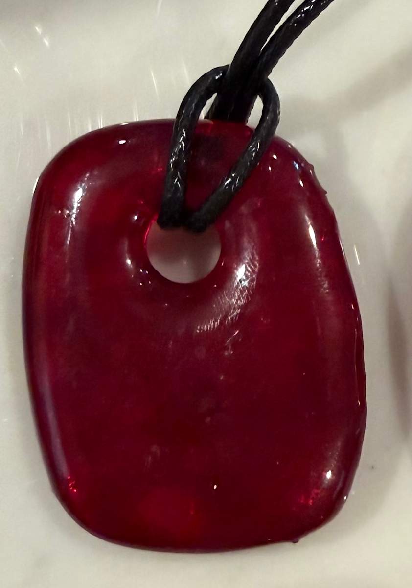 Striker Red Rectangle Necklace Large #1 by Candice Treat Murphy, Image 3.