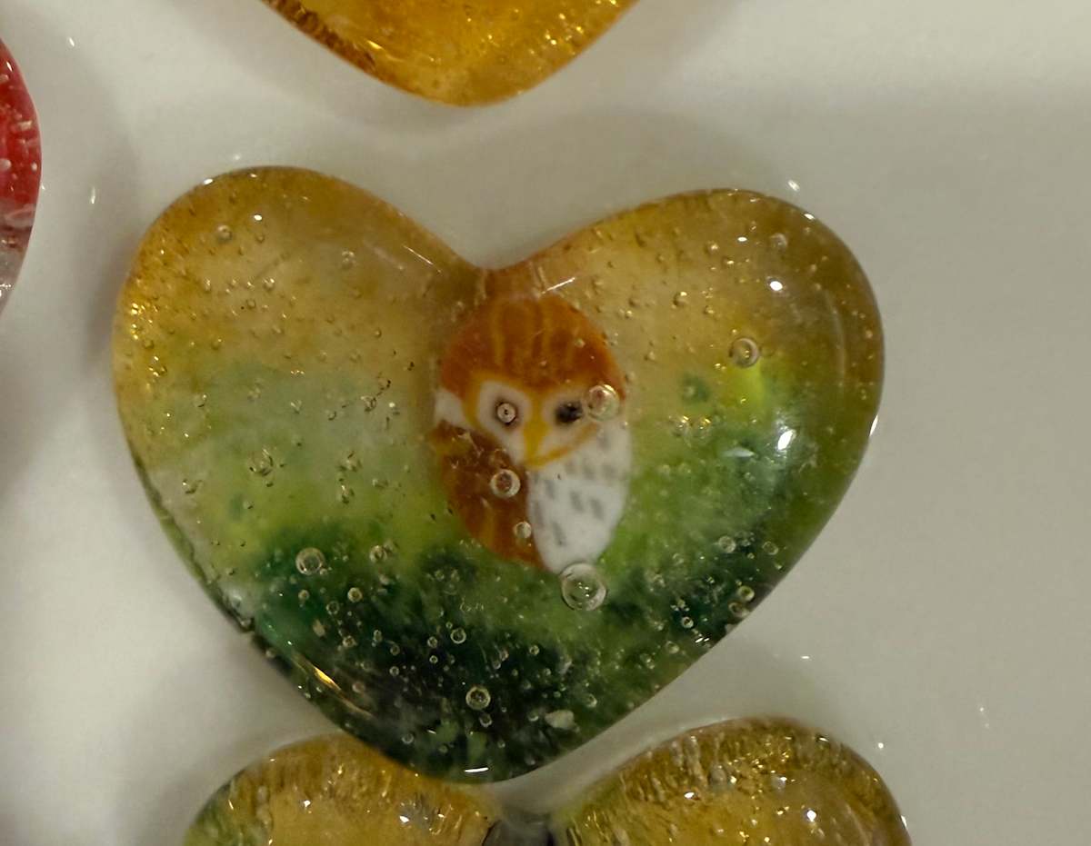 1.5" Tiny Pocket Heart #4 (Owl) by Candice Treat Murphy, Image 5.