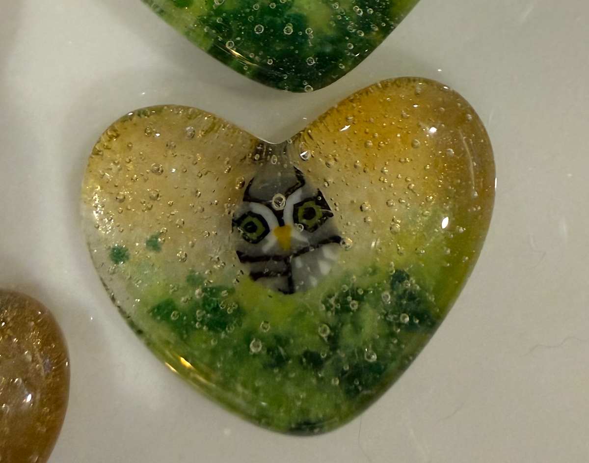 1.5" Tiny Pocket Heart #5 (Owl) by Candice Treat Murphy, Image 4.