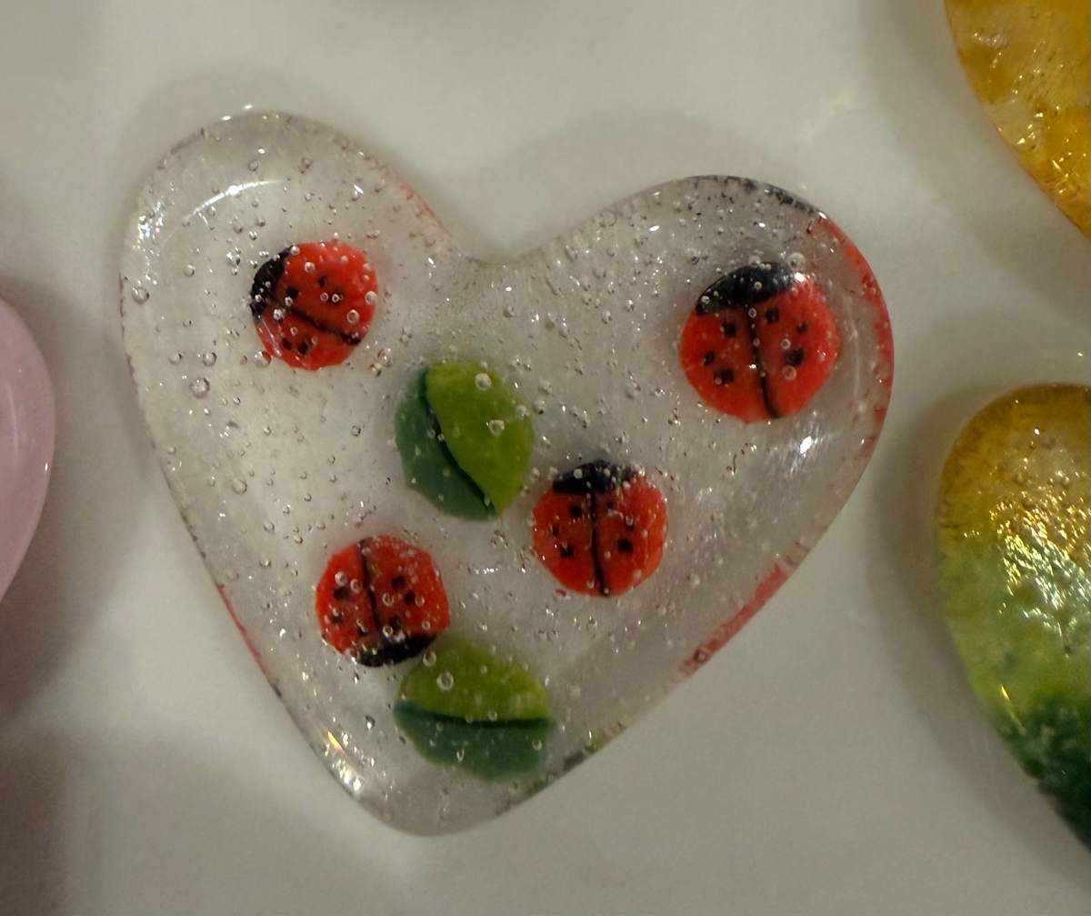 2" Pocket Heart Ladybugs and Leaves #3 by Candice Treat Murphy, Image 4.