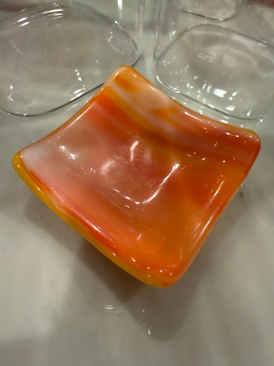 4” Streaky Orange Sushi Dish by Candice Treat Murphy, Image 3.