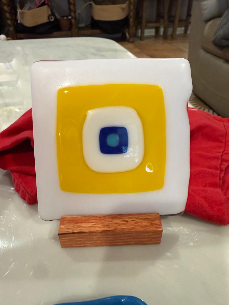 6” Yellow White Egyptian Blue and Turquoise Square by Candice Treat Murphy, Image 2.