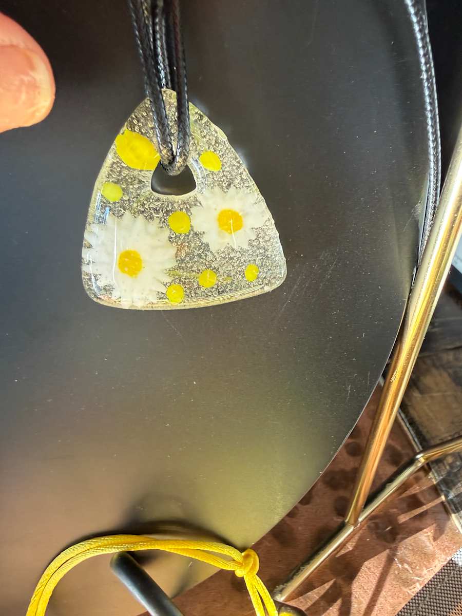 Triangle Daisies and Dots Necklace #1 by Candice Treat Murphy, Image 2.