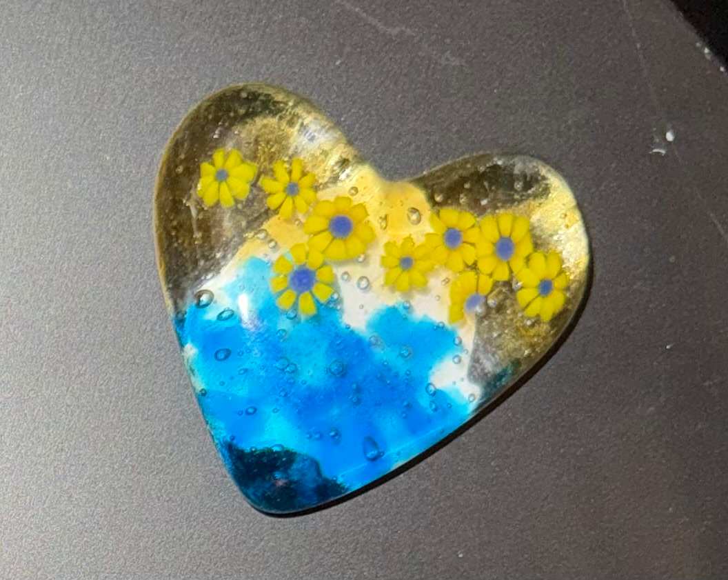 2" Ukraine Sunflower Pocket Heart Magnet by Candice Treat Murphy, Image 3.