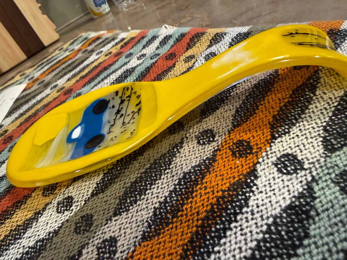 Blue the Truck on Marigold Spoon Rest #1 by Candice Treat Murphy, Image 2.