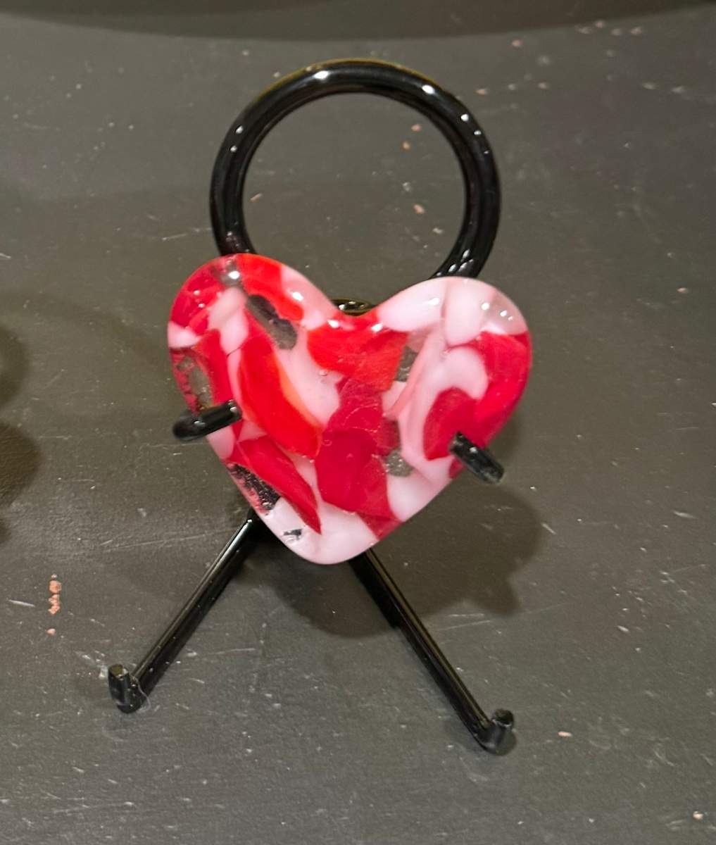 2" Pocket Heart Red Pink and White #3 by Candice Treat Murphy, Image 1.