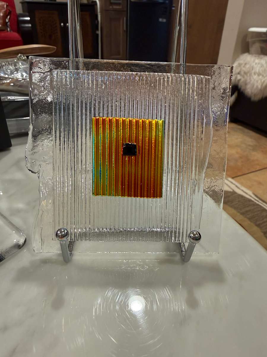 Ribbed Dichroic Clear and Colors Square by Candice Treat Murphy, Image 4.