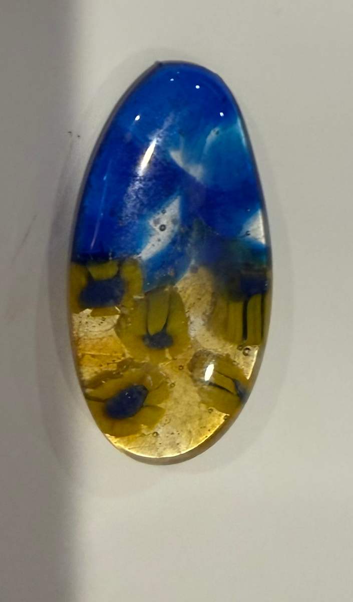 Small Oval Soother Stone Ukraine Sunflower #5 by Candice Treat Murphy, Image 2.