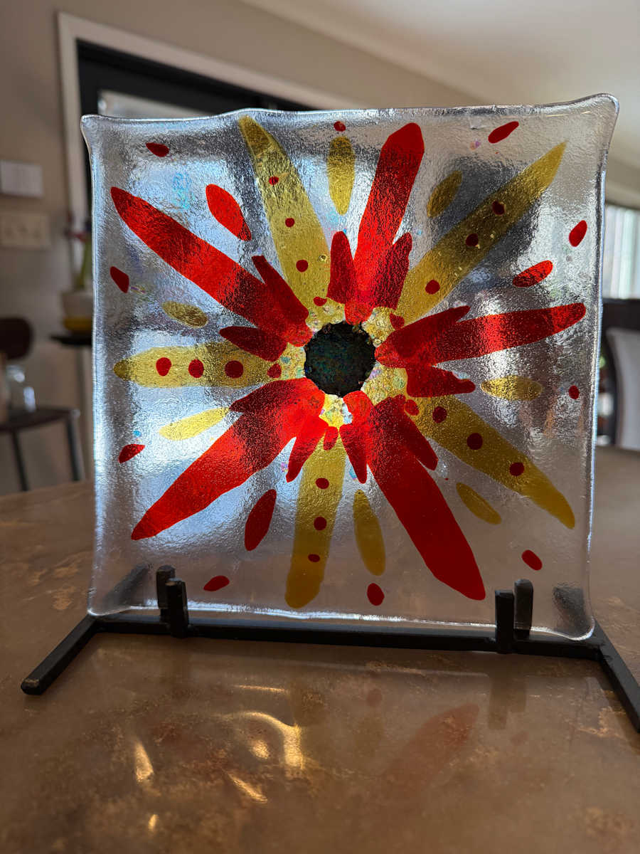 Striker Red, Orange, Iridescent, and Dichroic Sunburst by Candice Treat Murphy, Image 10.