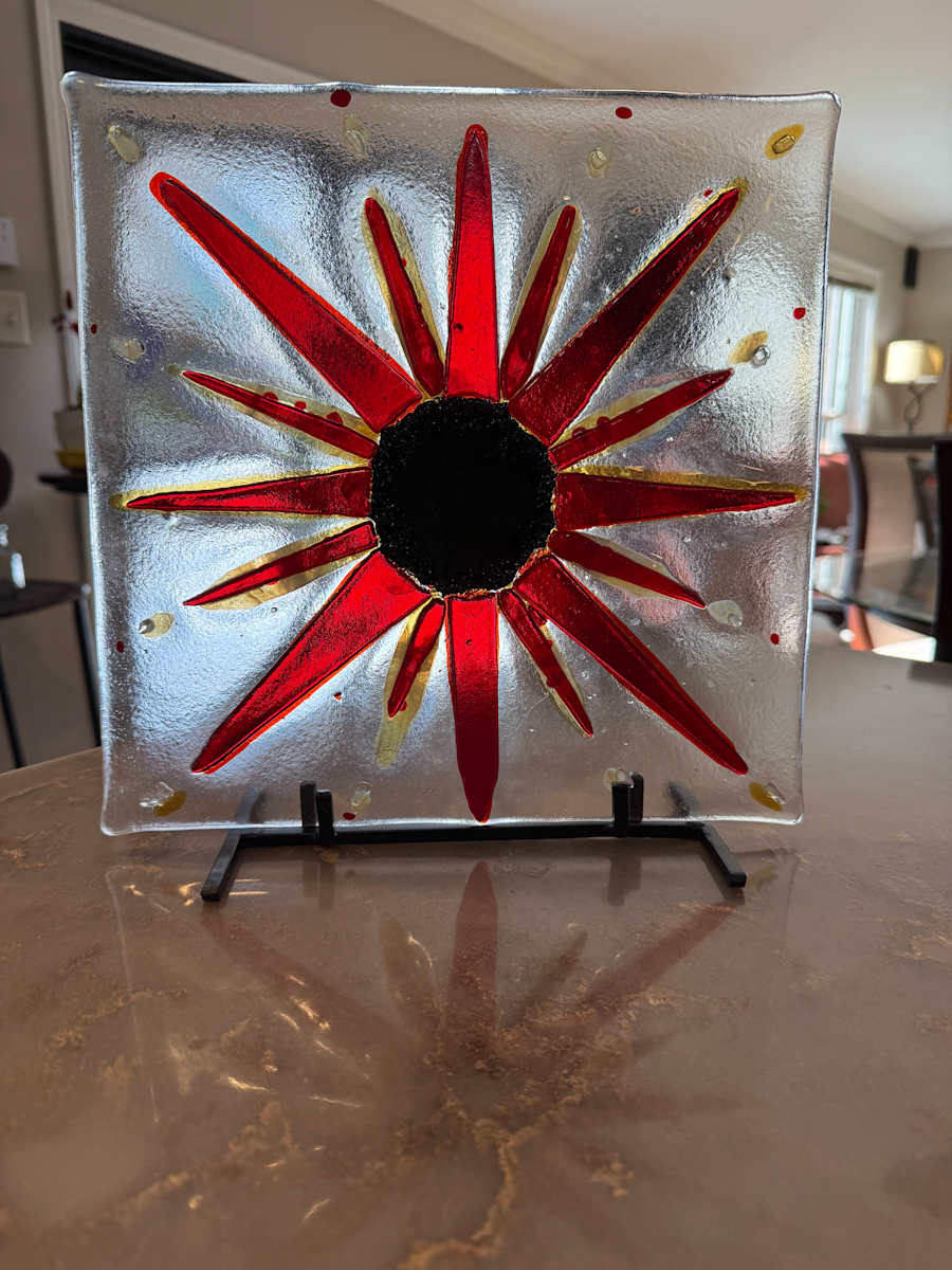 12” Striker Red,  Streaky Gold, Clear Iridescent, and Dichroic Sunburst by Candice Treat Murphy, Image 12.