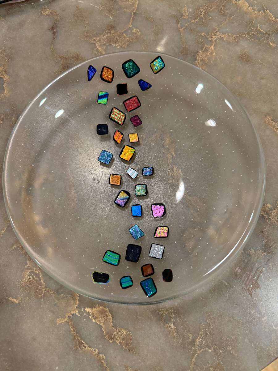8.5” Dichroic Squares Bowl by Candice Treat Murphy, Image 2.