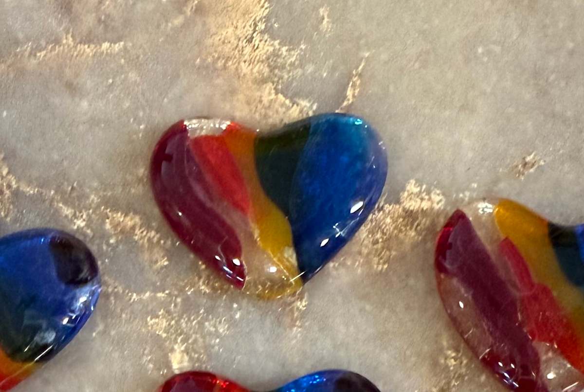 1.5” Tiny Pocket Heart Rainbow Strips #17 by Candice Treat Murphy, Image 3.