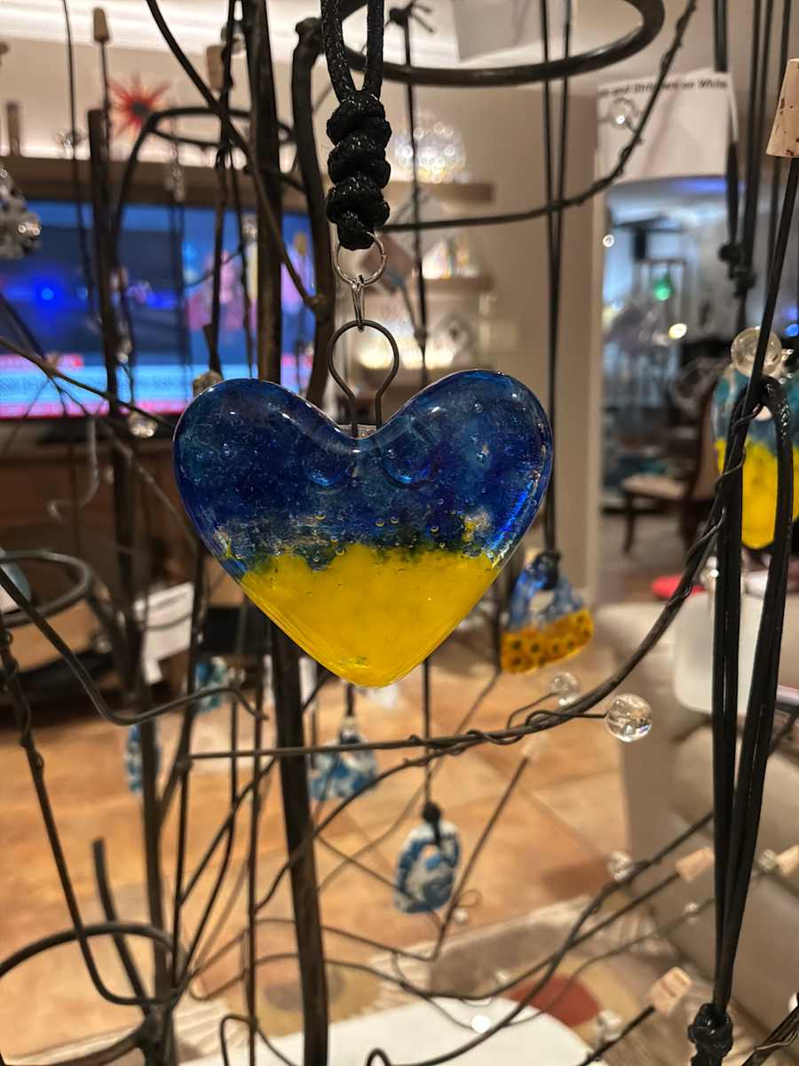 2" Ukraine Colors Pocket Heart Necklace #3 by Candice Treat Murphy, Image 3.