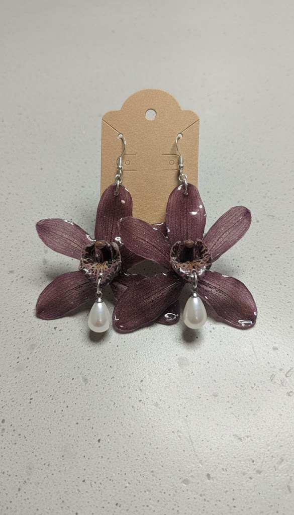 Cymbidium Dangle with Teardrop Pearl by Breanna Cole, Image 1.