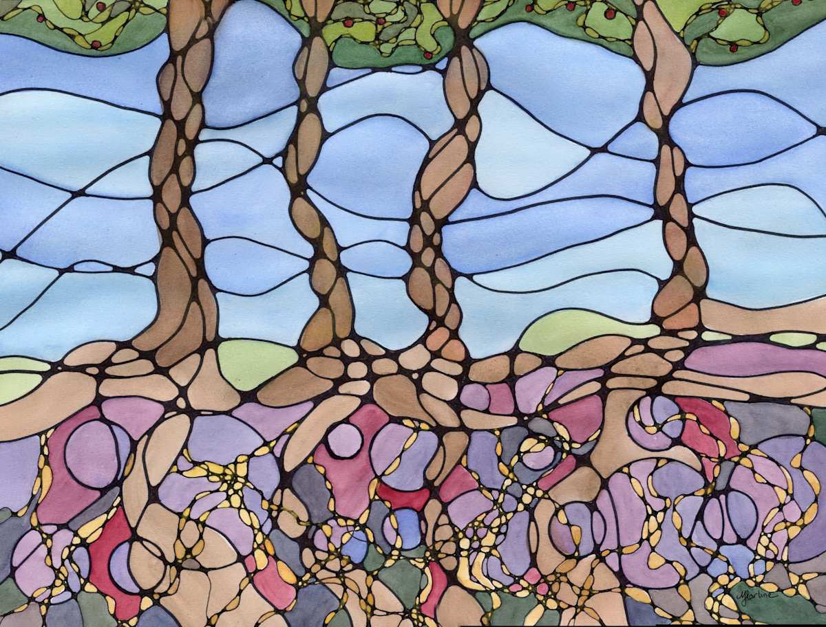 Interconnected by Matt Harline  Image: Interconnected roots of trees in a Neurographica Style