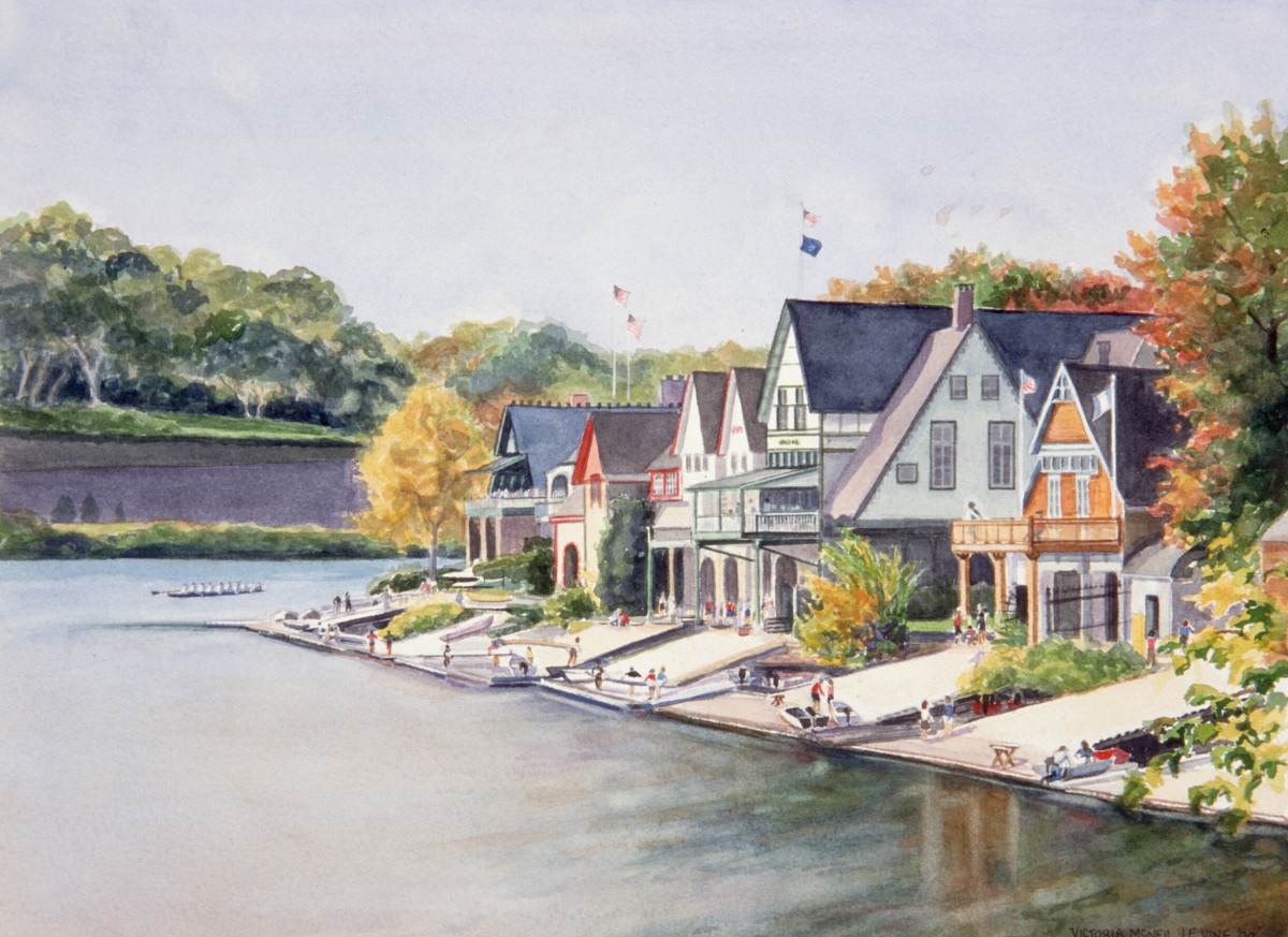 Boathouse Row, Regatta Day by Victoria M  Le  Vine 