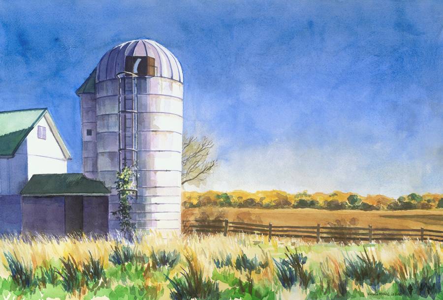 Silo in September by Victoria M  Le  Vine 