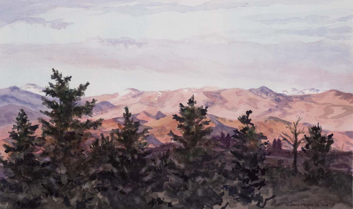 Tree line at dusk by Victoria M  Le  Vine 