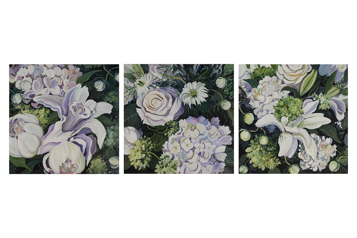 Sam's Flowers Triptych by Victoria M  Le  Vine 