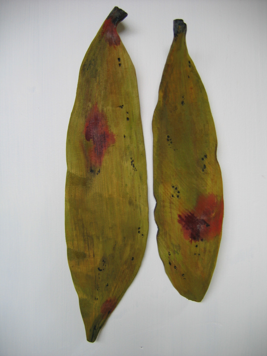 Carved Leaves - Kauri Pair . .  (07022) by Liz McAuliffe 