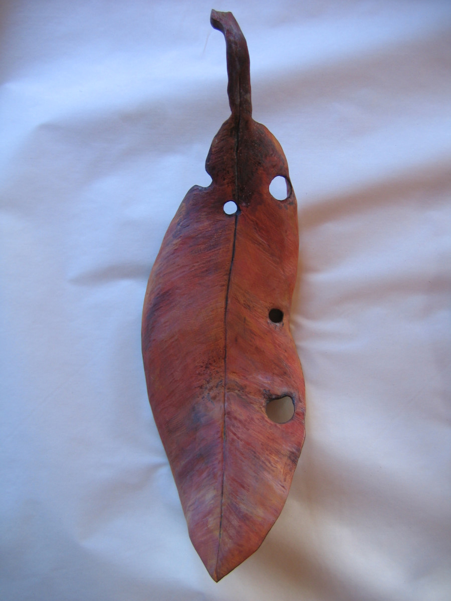 Carved Leaf - Pohutukawa . .  (08013) by Liz McAuliffe 