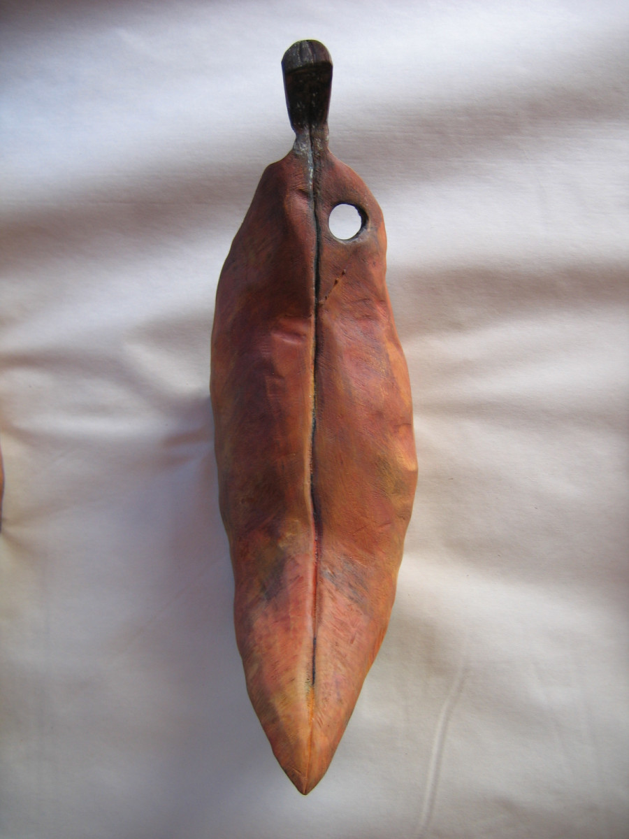 Carved Leaf - Pohutukawa . .  (08014) by Liz McAuliffe 