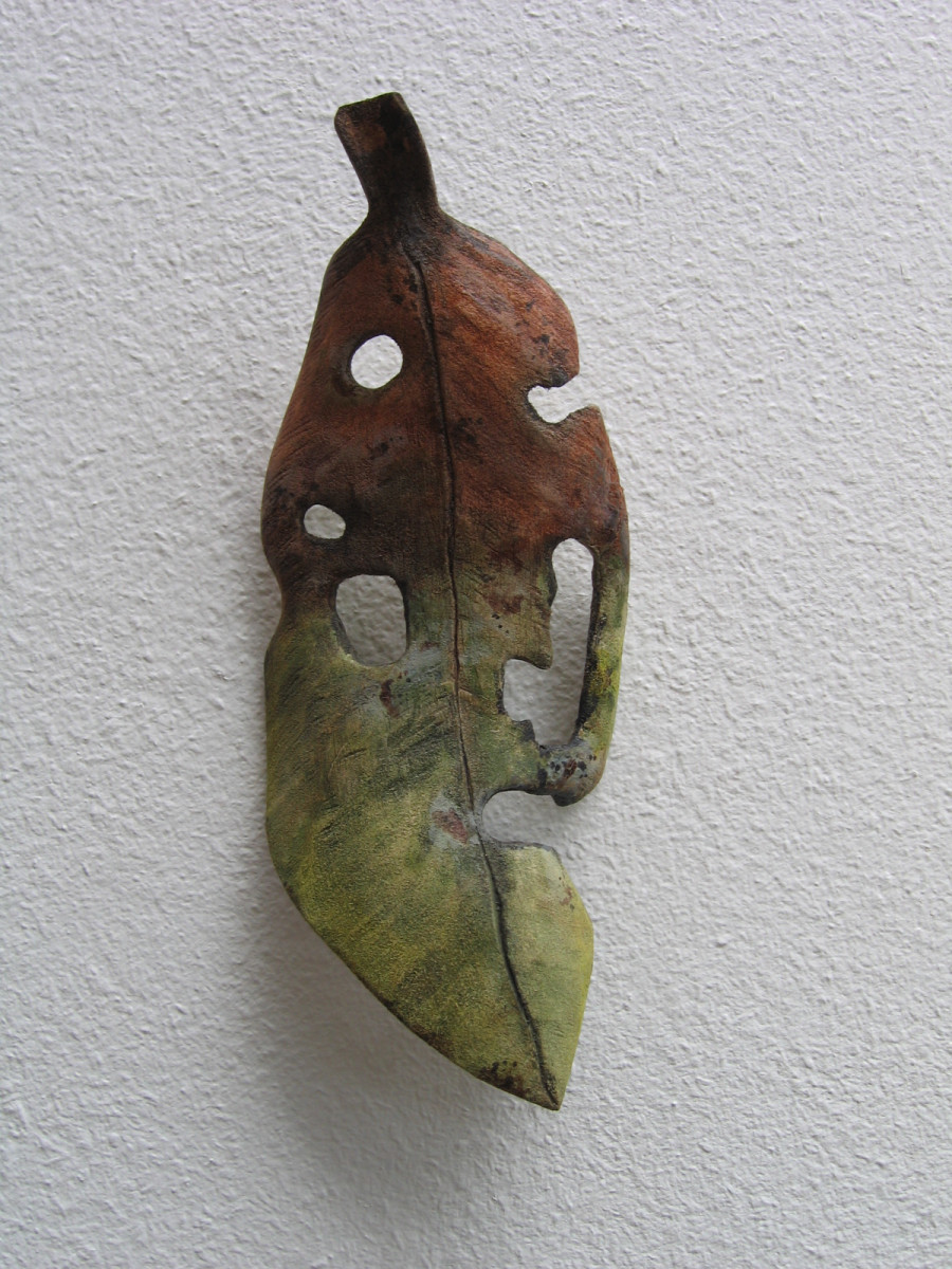 Carved Leaf - Pohutukawa  . .  (08096) 'On The Turn' by Liz McAuliffe 