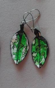 Pohutukawa Leaf Earrings 154 by Liz McAuliffe, Image 1.