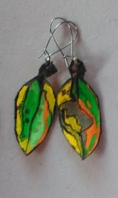 Pohutukawa Leaf Earrings 155 by Liz McAuliffe 