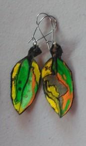 Pohutukawa Leaf Earrings 155 by Liz McAuliffe, Image 1.