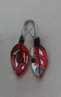Pohutukawa Leaf Earrings 158 by Liz McAuliffe, Image 1.