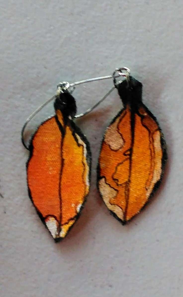 Pohutukawa Leaf Earrings 166 by Liz McAuliffe, Image 1.