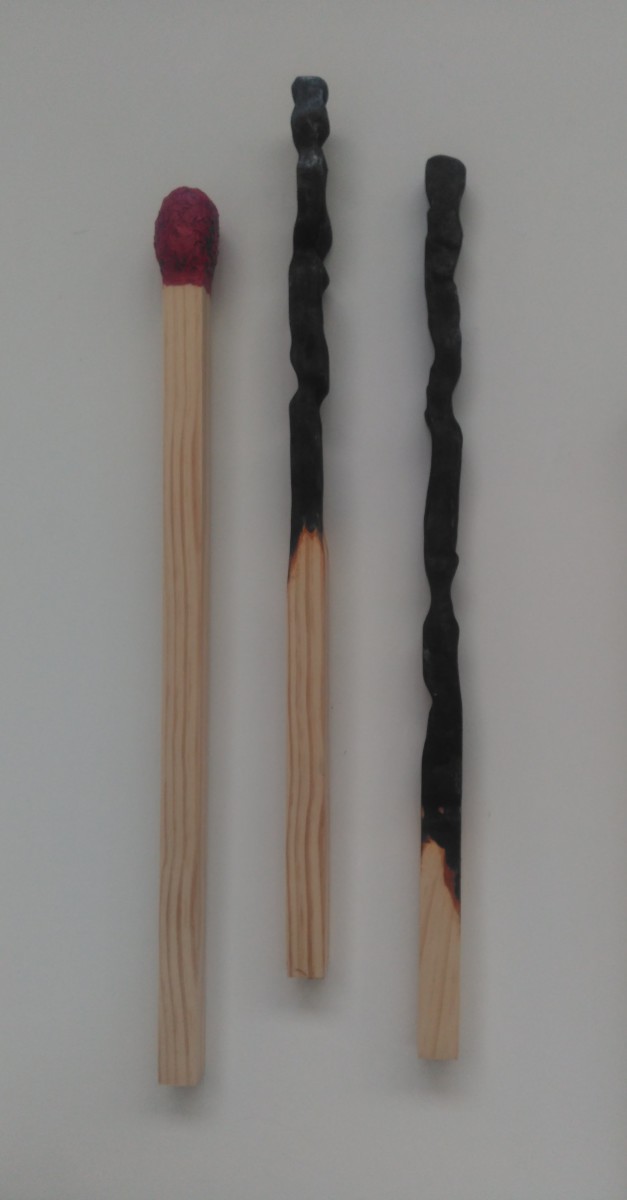 Carved Matchsticks  . Matched Triptych . 178 by Liz McAuliffe 