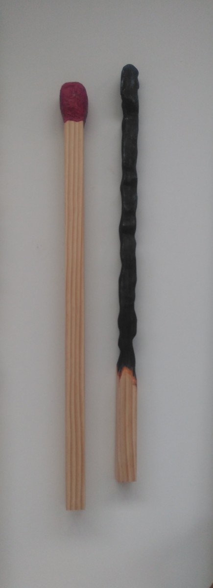 Carved Matchsticks  . Matched Pair . 180 by Liz McAuliffe 