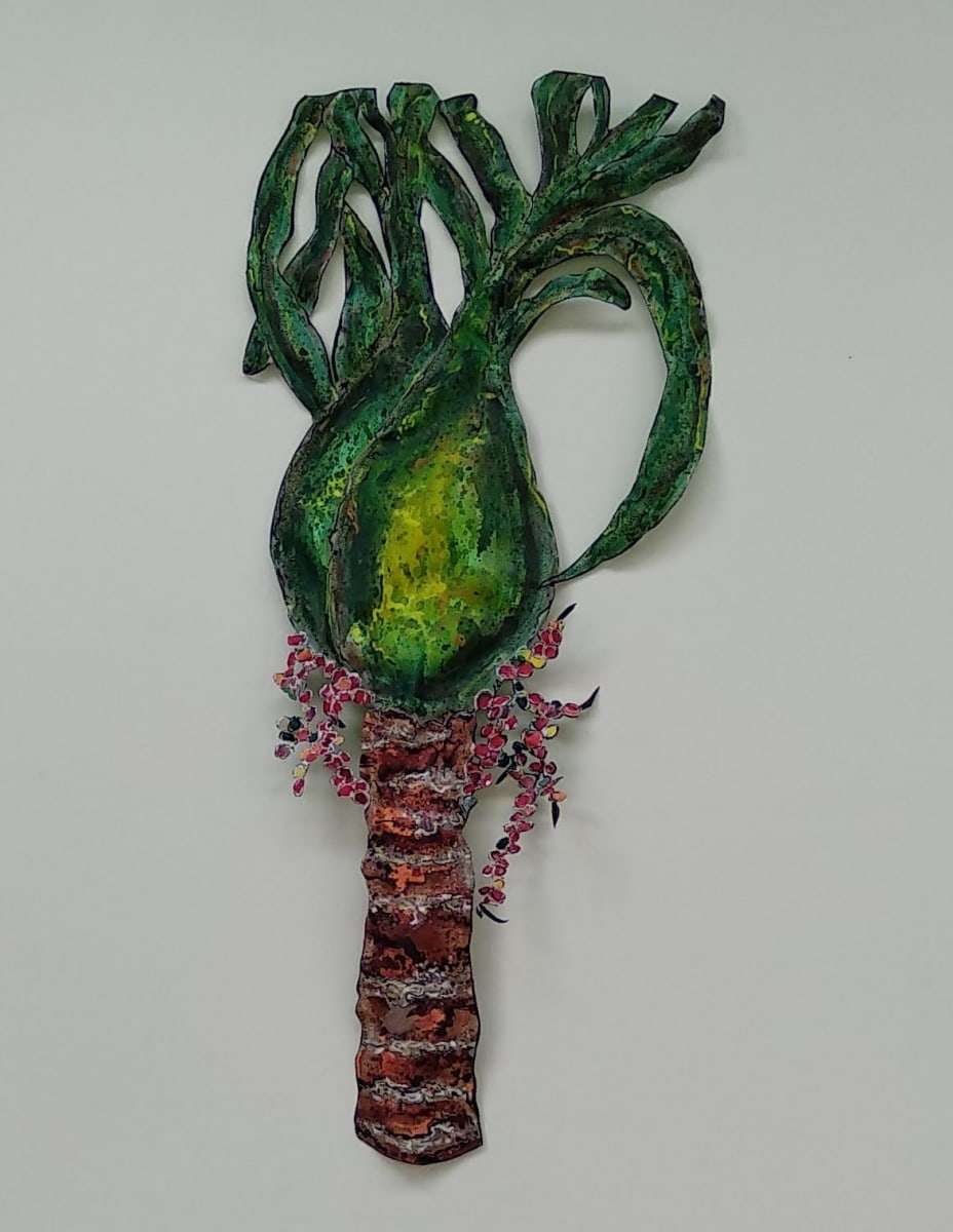 Nikau Trunk - Dark - Canvas/Wire  ..  (19404) by Liz McAuliffe, Image 3.