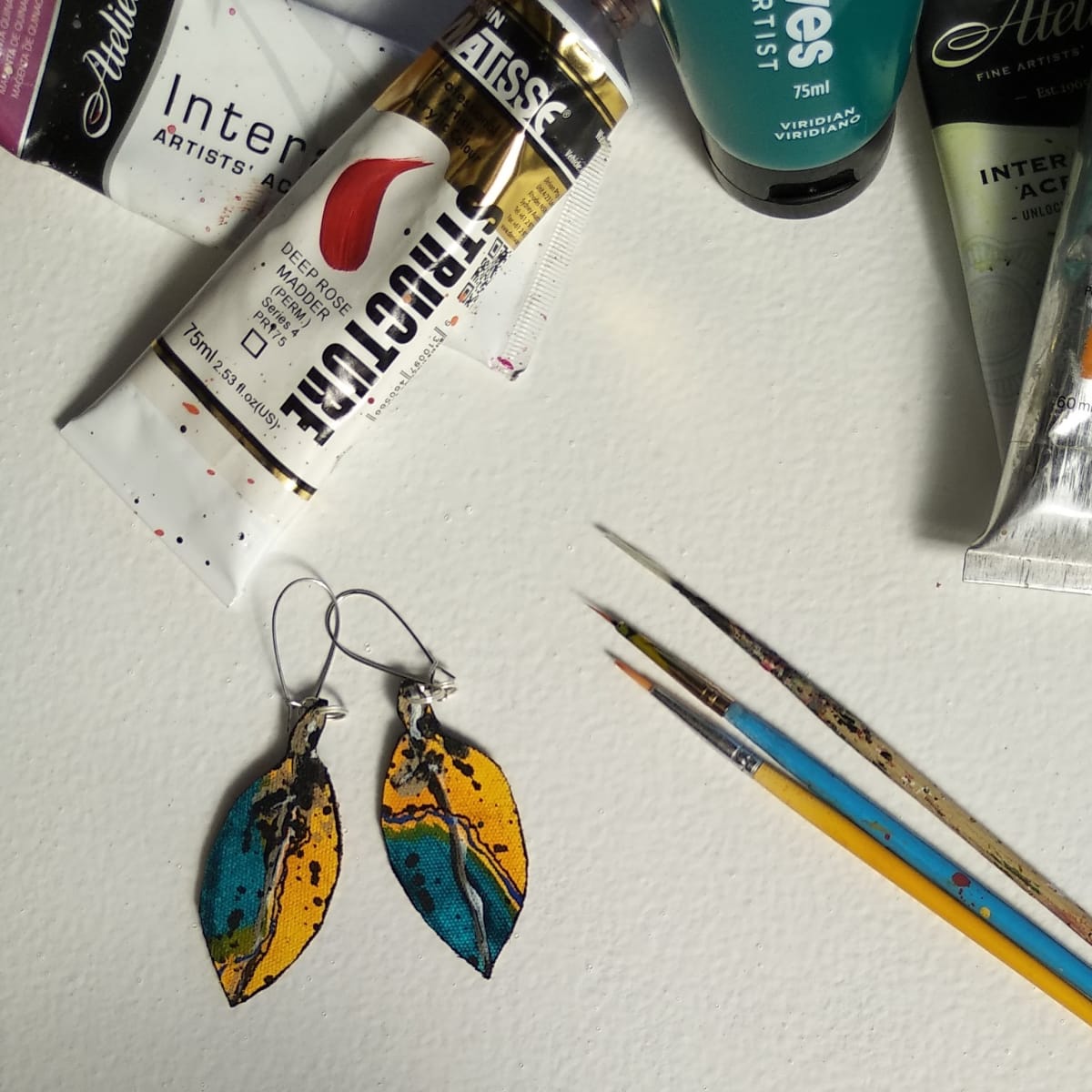 Pohutukawa Leaf Earrings  . . (22152) by Liz McAuliffe 