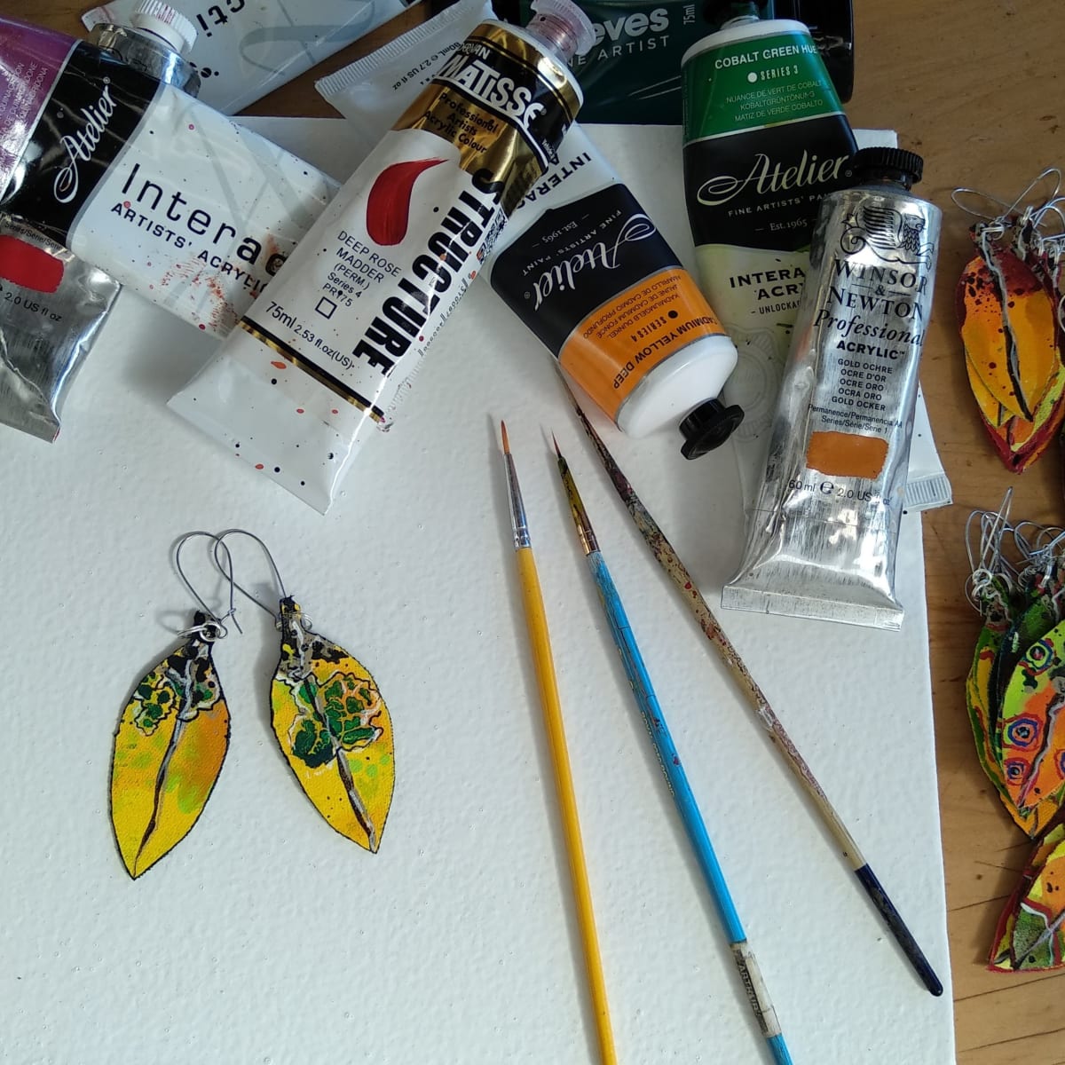 Pohutukawa Leaf Earrings  . . (22169) by Liz McAuliffe 