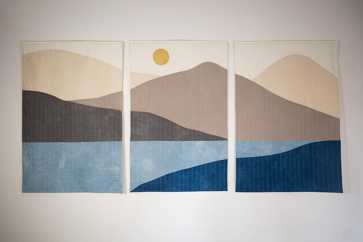 Mountain Valley Triptych Wall Quilt by Juli R Vignola, Image 3.